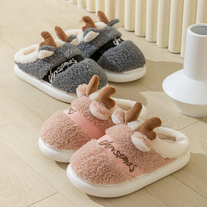 Christmas Shoes Winter Home Slippers Elk Soft Cozy Bedroom Slipper Slip on House Shoes