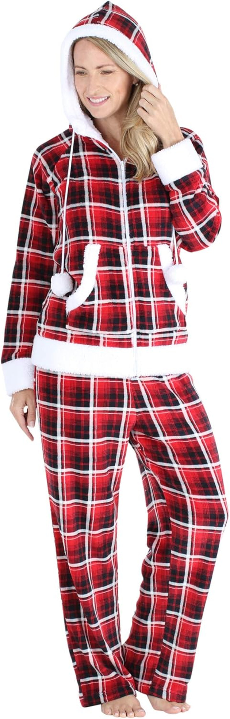 Women'S Fleece 2-Piece Button-Down Pajama Set