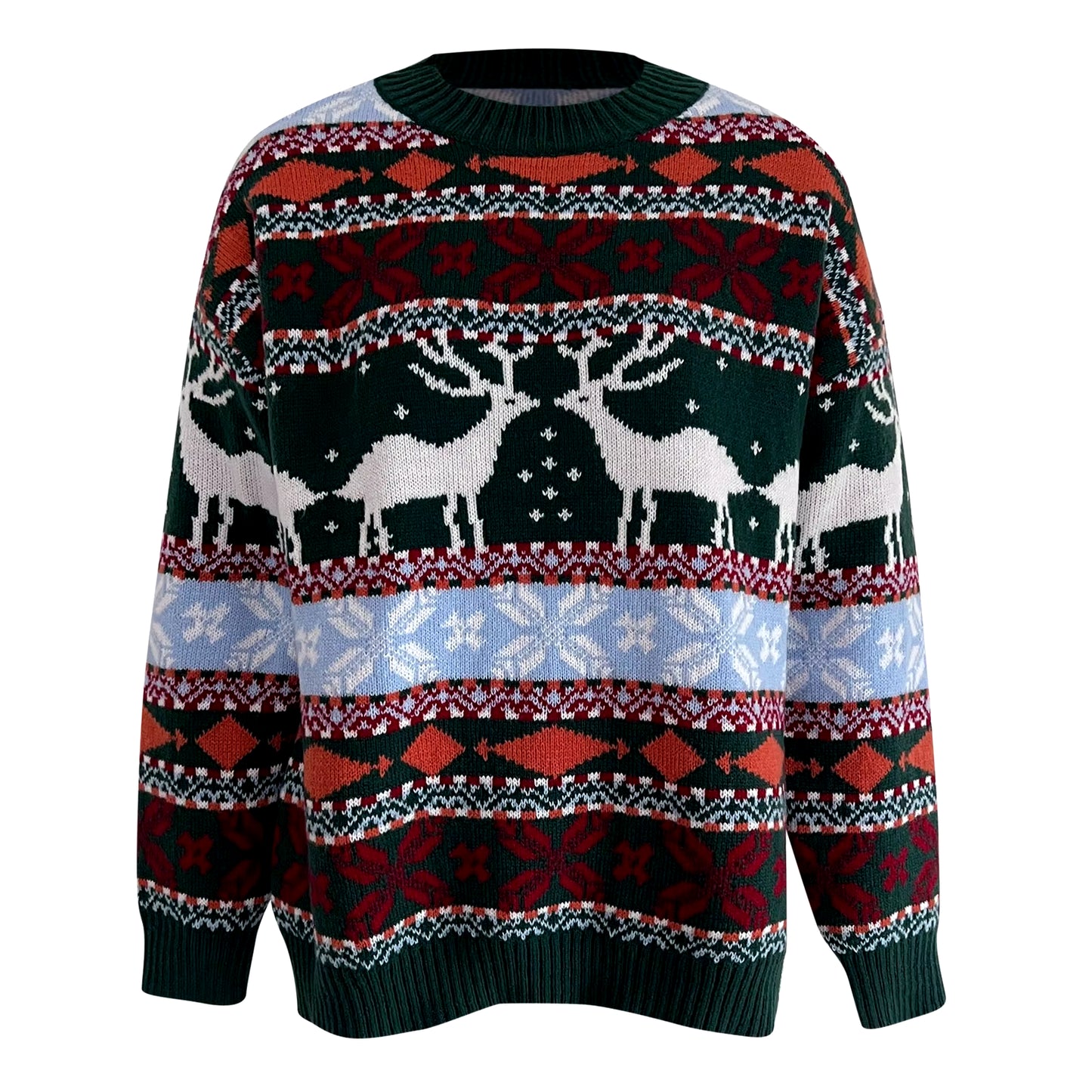 Ugly Christmas Sweater 2024 Women Knitted Sweater Xmas New Years Reindeer Elk Knitwears Jumper Top Autumn Winter Pullover