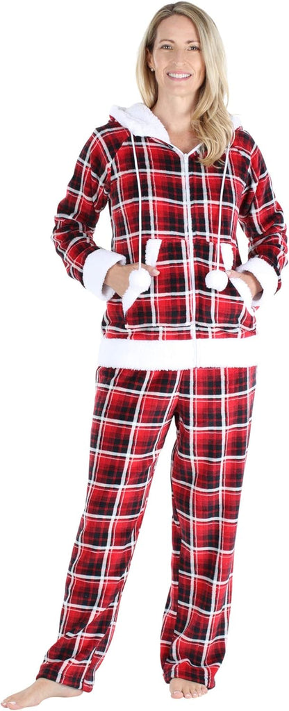 Women'S Fleece 2-Piece Button-Down Pajama Set