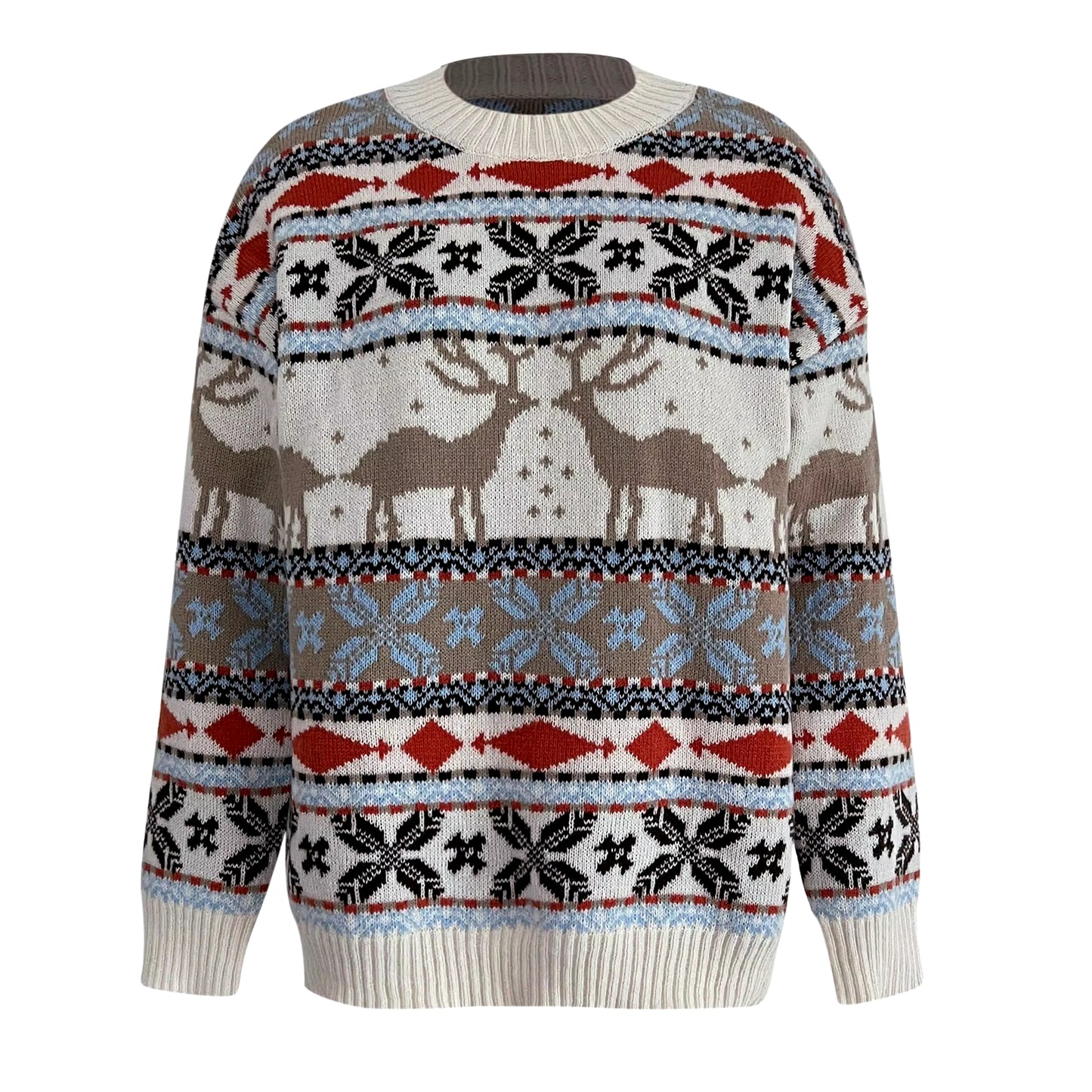 Ugly Christmas Sweater 2024 Women Knitted Sweater Xmas New Years Reindeer Elk Knitwears Jumper Top Autumn Winter Pullover