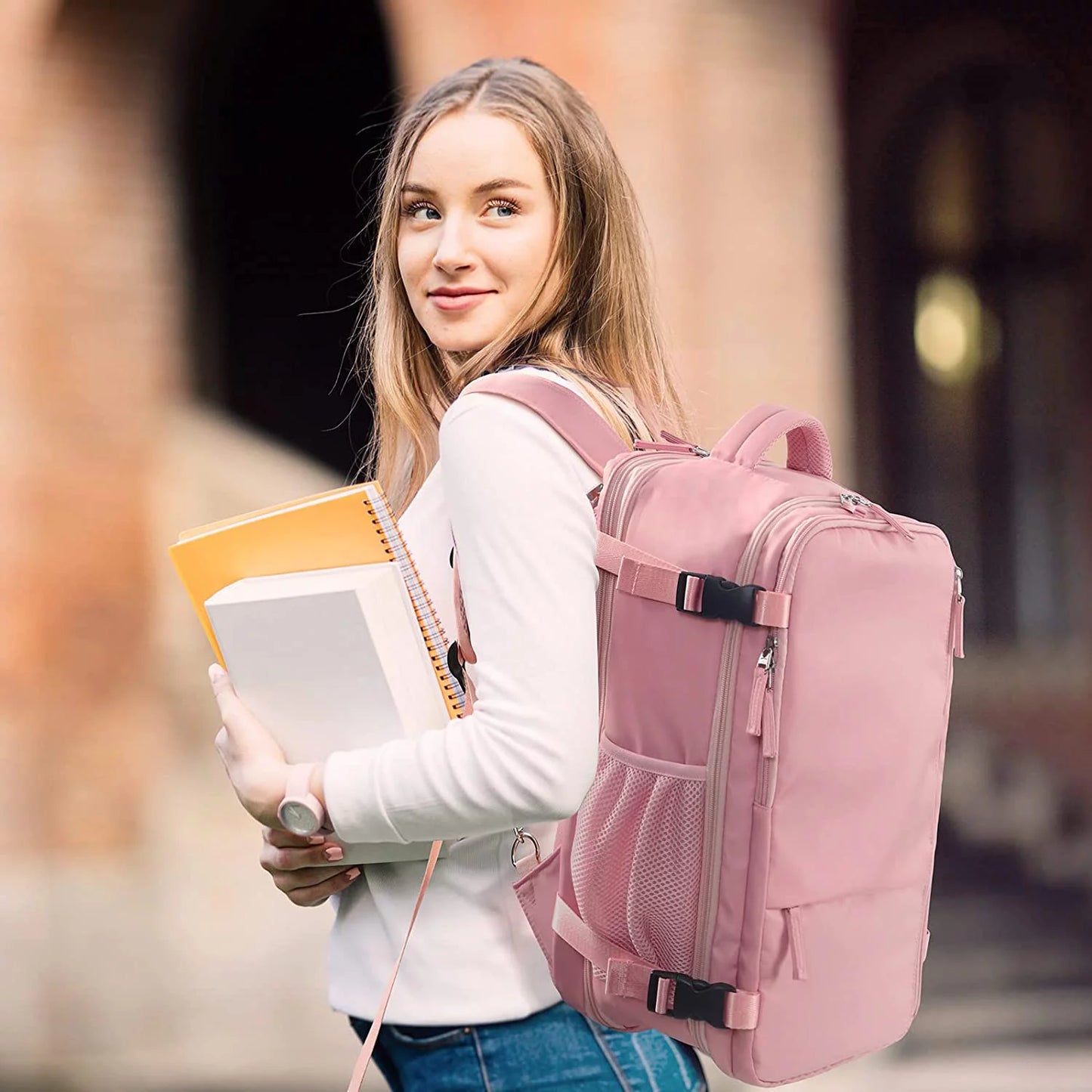 Extra Large Travel Backpack for Women,Carry on Backpack,17 Inch Laptop Backpack,Hiking Backpack,School Bag,Pink